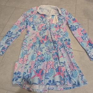 NWT Lilly Pulitzer Luxletic Turtle Club Dress Upf 50+ Long Sleeve Golf Tennis XL